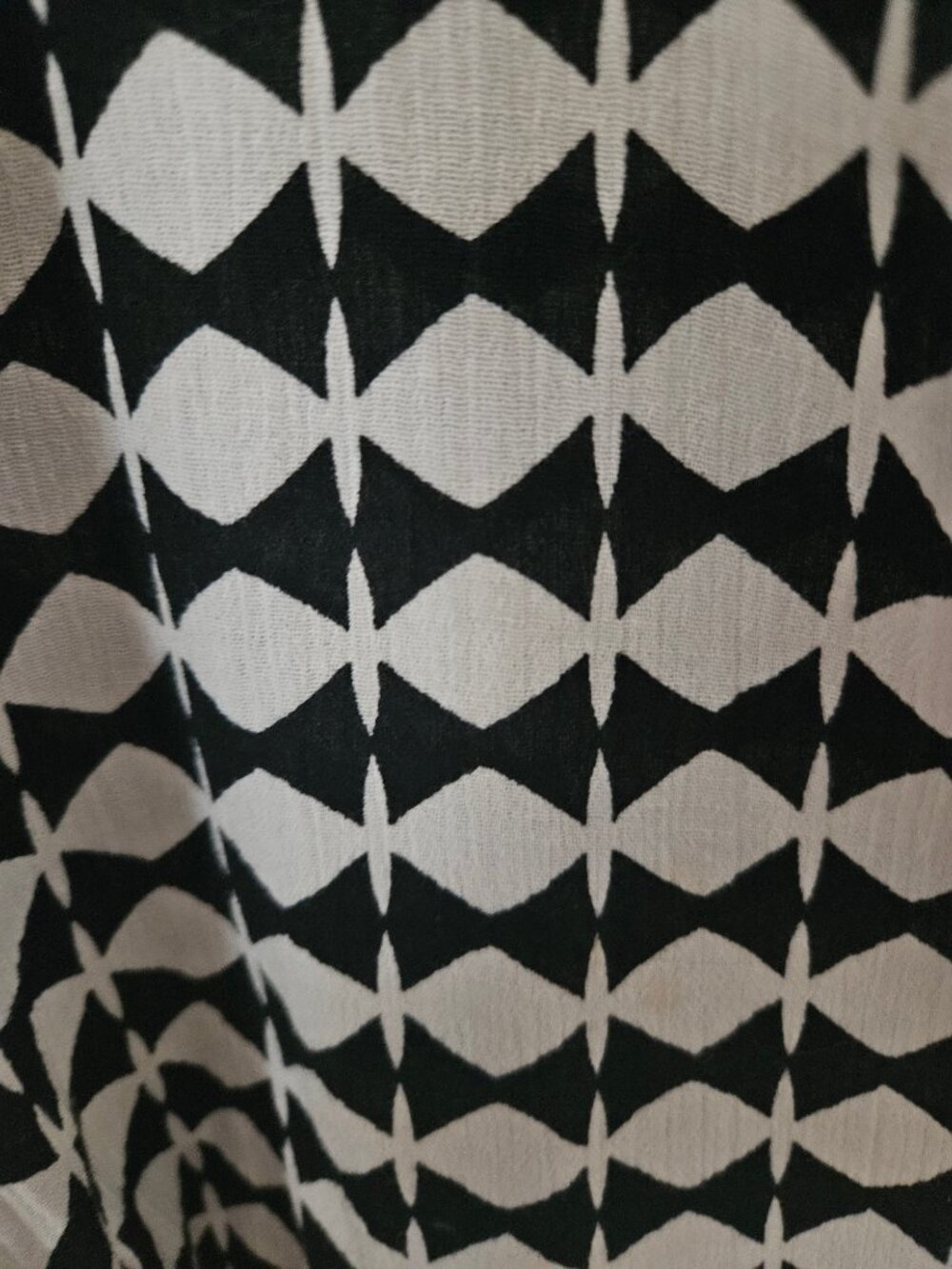 J.Crew Black White Geometric Crinkle Gauze Beach Tunic Swim Cover Up Sz XL - Picture 5 of 8